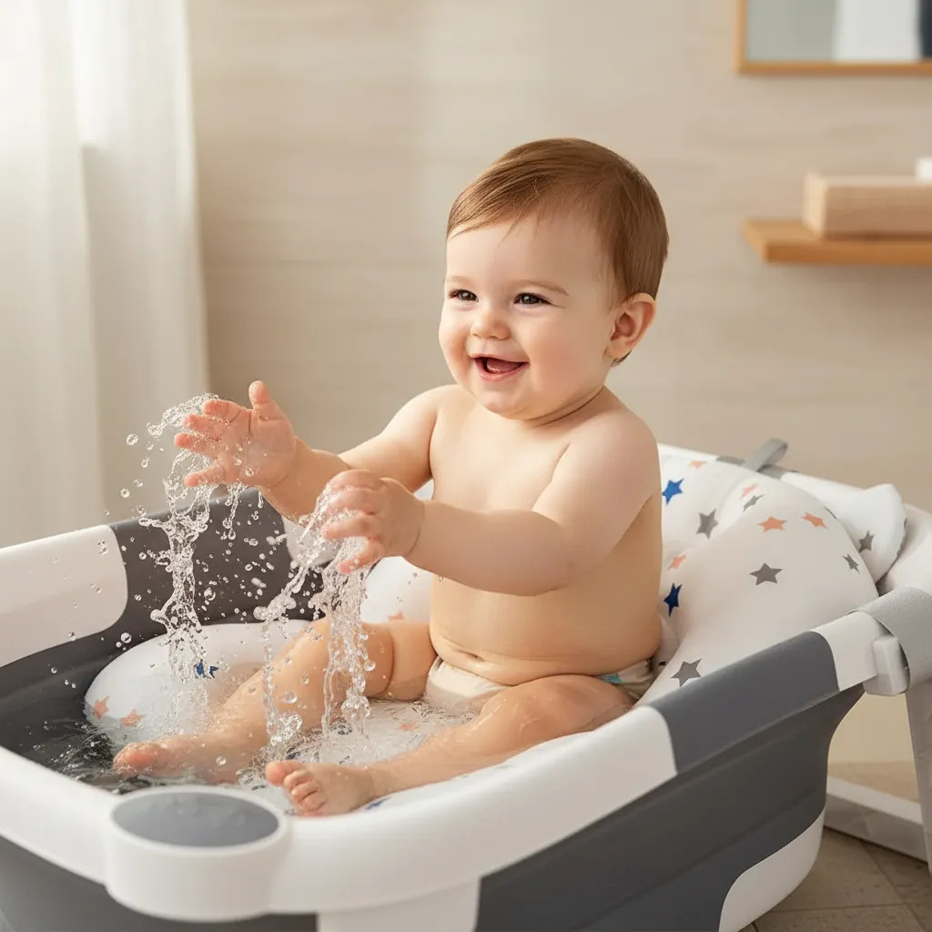 Vista 7 de BAÑERA BEBES COJIN TERMOMETRO Y DESAGUE - COLOR: AZUL